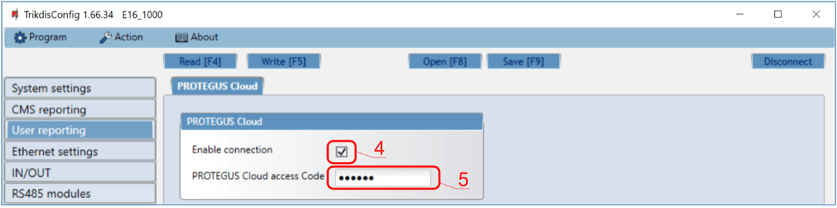 E16 Protegus Cloud settings