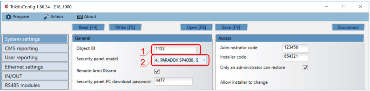 E16 CMS system settings