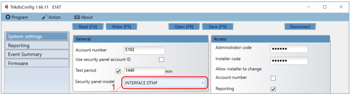 E16T system settings