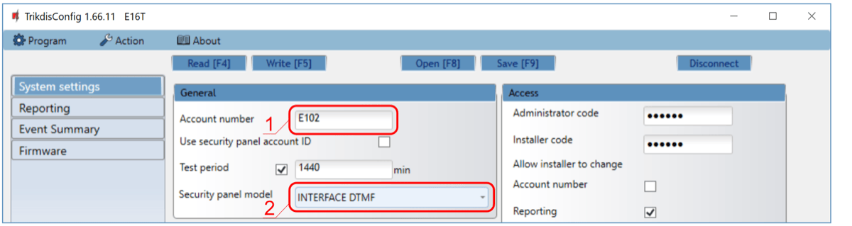 E16T CMS system settings