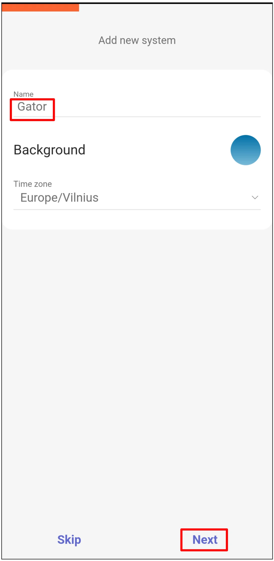 Protegus2 system name entry