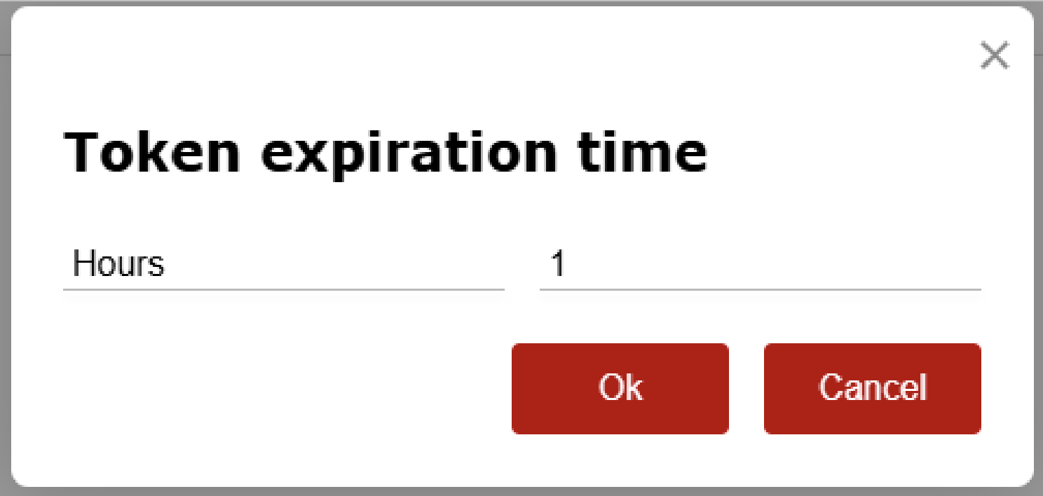 Users tab create user step: set token expiration time