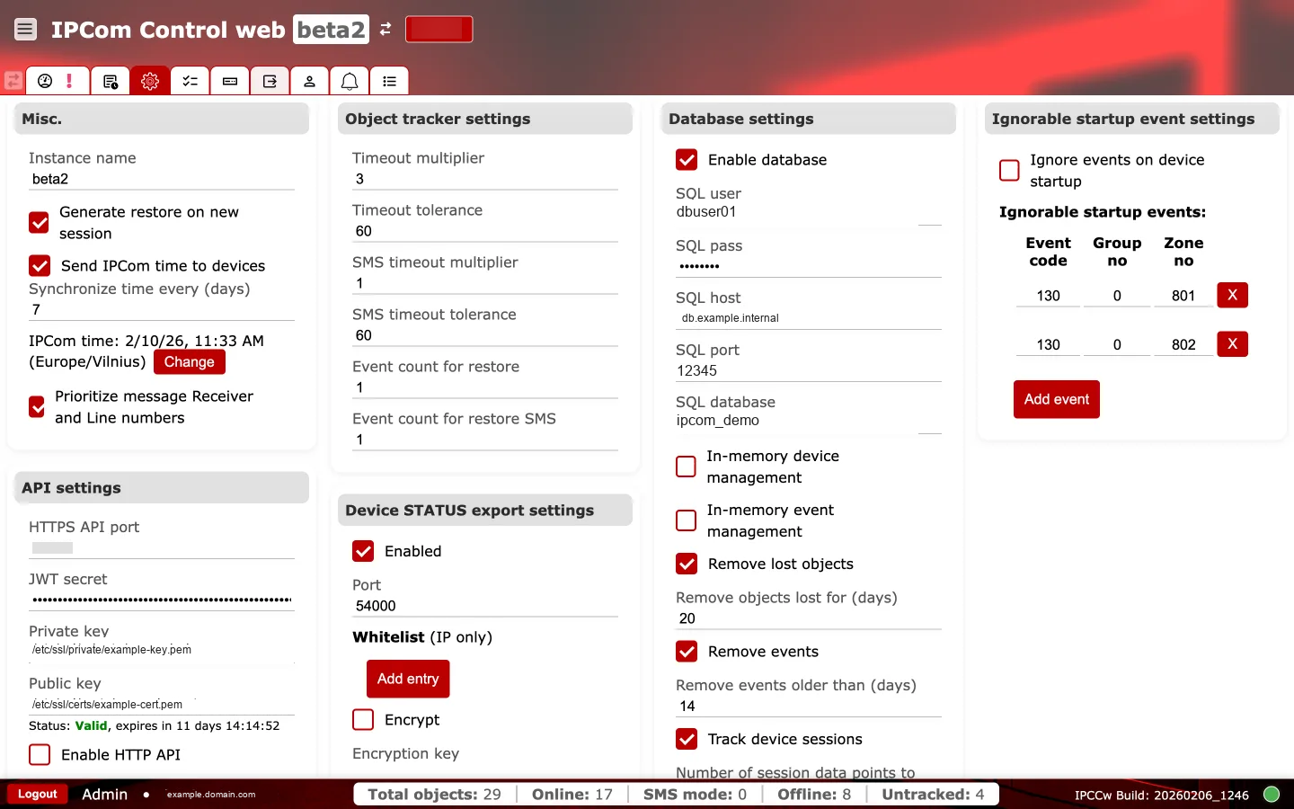 General tab full-screen view