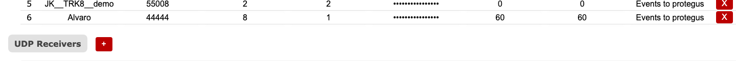 Receivers tab UDP Receivers section