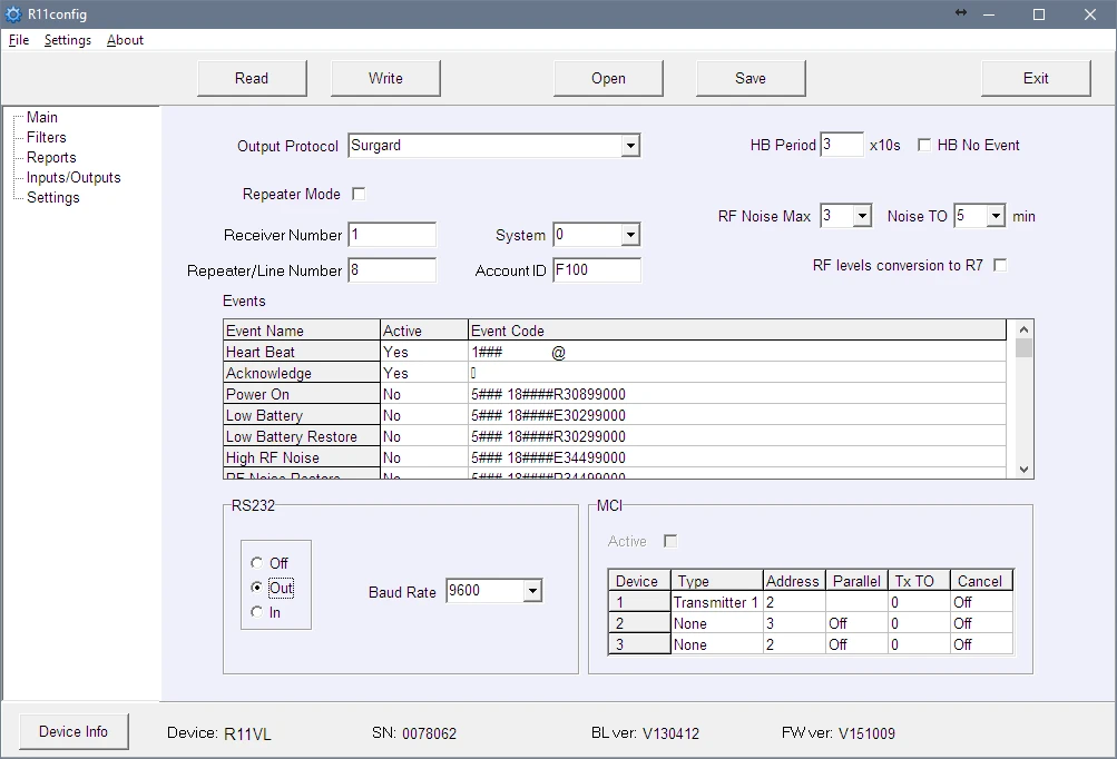 R11config reports settings