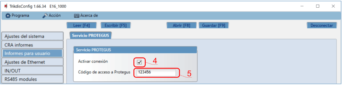 Ajustes de Protegus Cloud E16