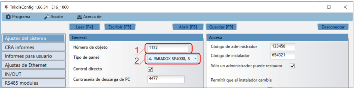 Ajustes del sistema E16 para CRA