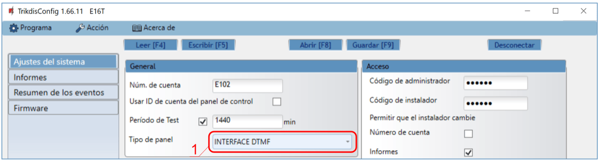 Ajustes de Protegus E16T