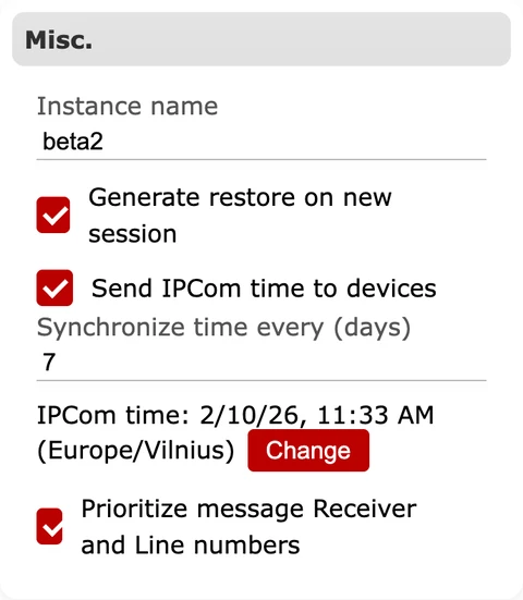 Sección Misc. de la pestaña General