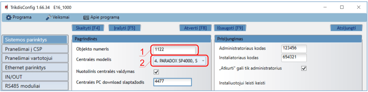 E16 CSP sistemos parinktys